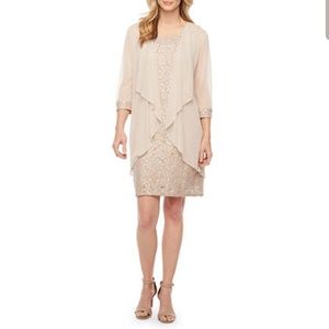R & M Richards 3/4 sleeve embellished jacket dress